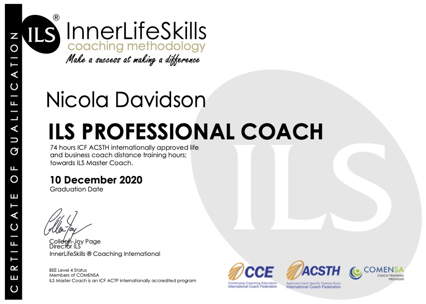 Nicola Davidson ILS Professional Coach Qualified 10 December 2020
